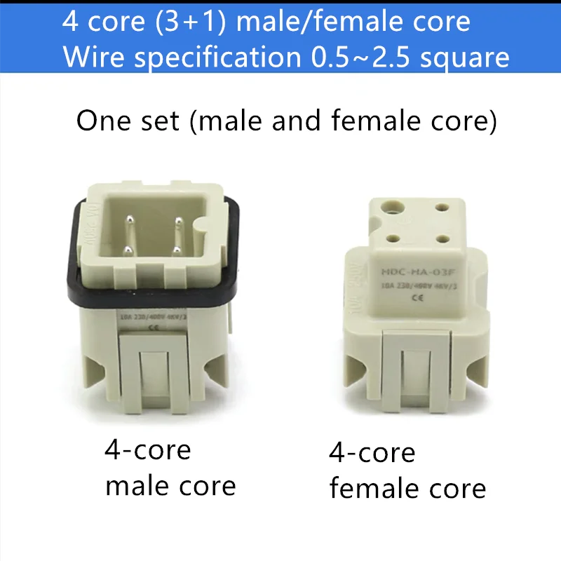 HDC-HA 250V 10A/16A 4/5/6/8 Male and female core Heavy Duty Connector  Industrial Waterproof Aviation Socket Plug