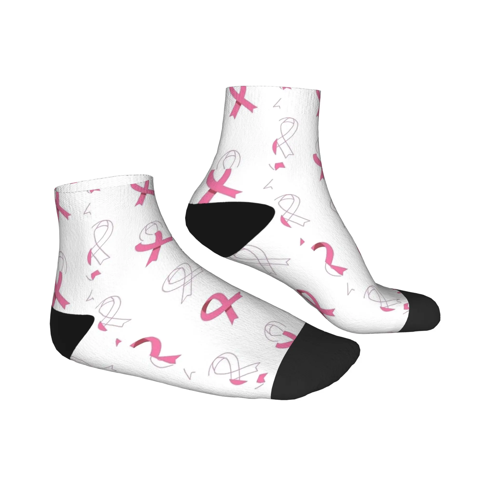 جوارب رجالية وردية أكتوبر للتوعية بسرطان الثدي جودة مضحكة جورب كاحل ناعم للخريف جرافيك لوح التزلج جوارب غير قابلة للانزلاق