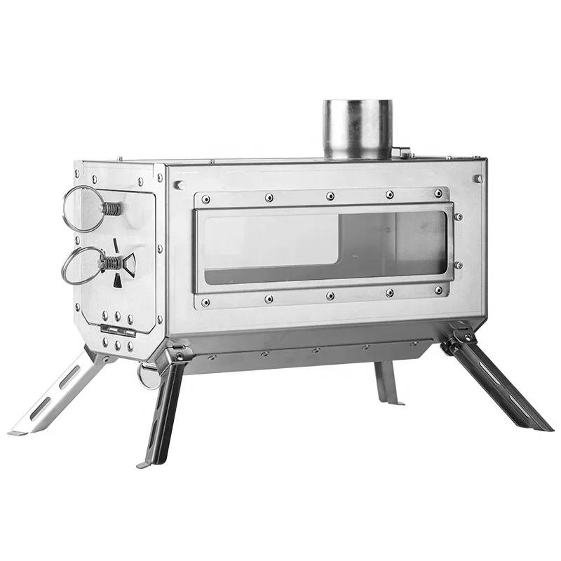 Portable Outdoor Wood Stove with Chimney Tube Camping Wood Stove Accessories Picnic Stainless Steel Hot Tent Stove