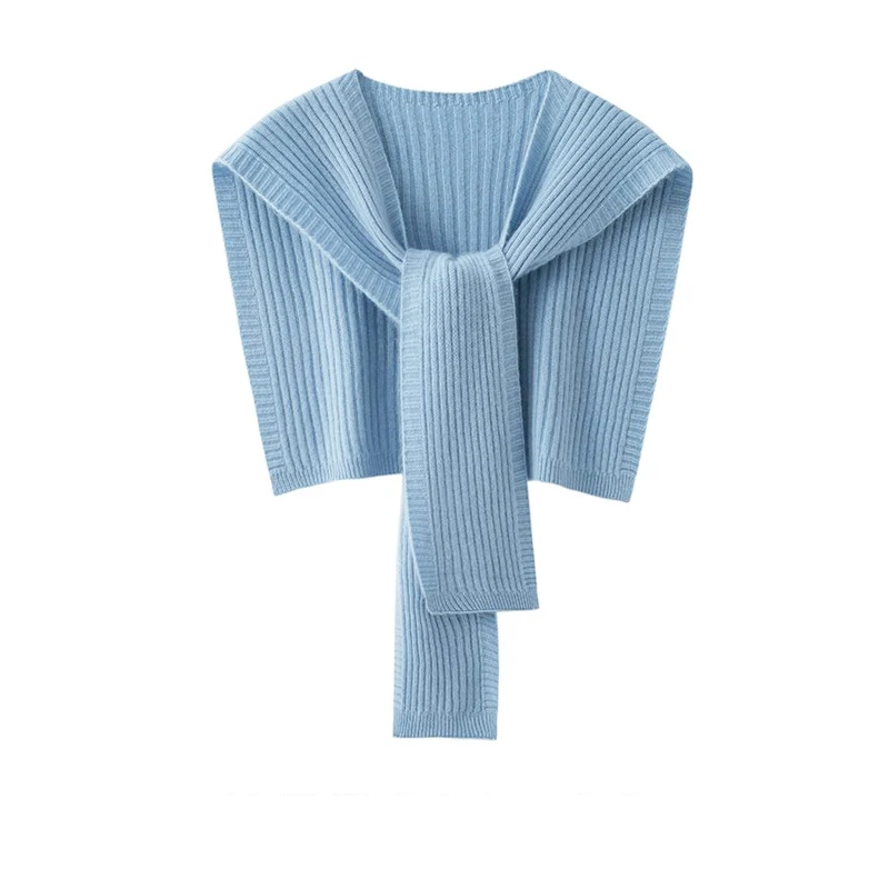 

Women Knitted Shawl Spring Summer Solid Color Lace Up Scarf Match With Shirt Casual Shawl