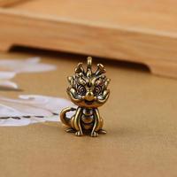1Pc Vintage Statue Figurine Wealth Brass Pixiu Decor Prosperity Chinese Style Ornament Dragon Luck Animal Mini Home Accessories