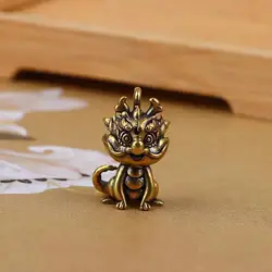 1Pc Vintage Statue Figurine Wealth Brass Pixiu Decor Prosperity Chinese Style Ornament Dragon Luck Animal Mini Home Accessories