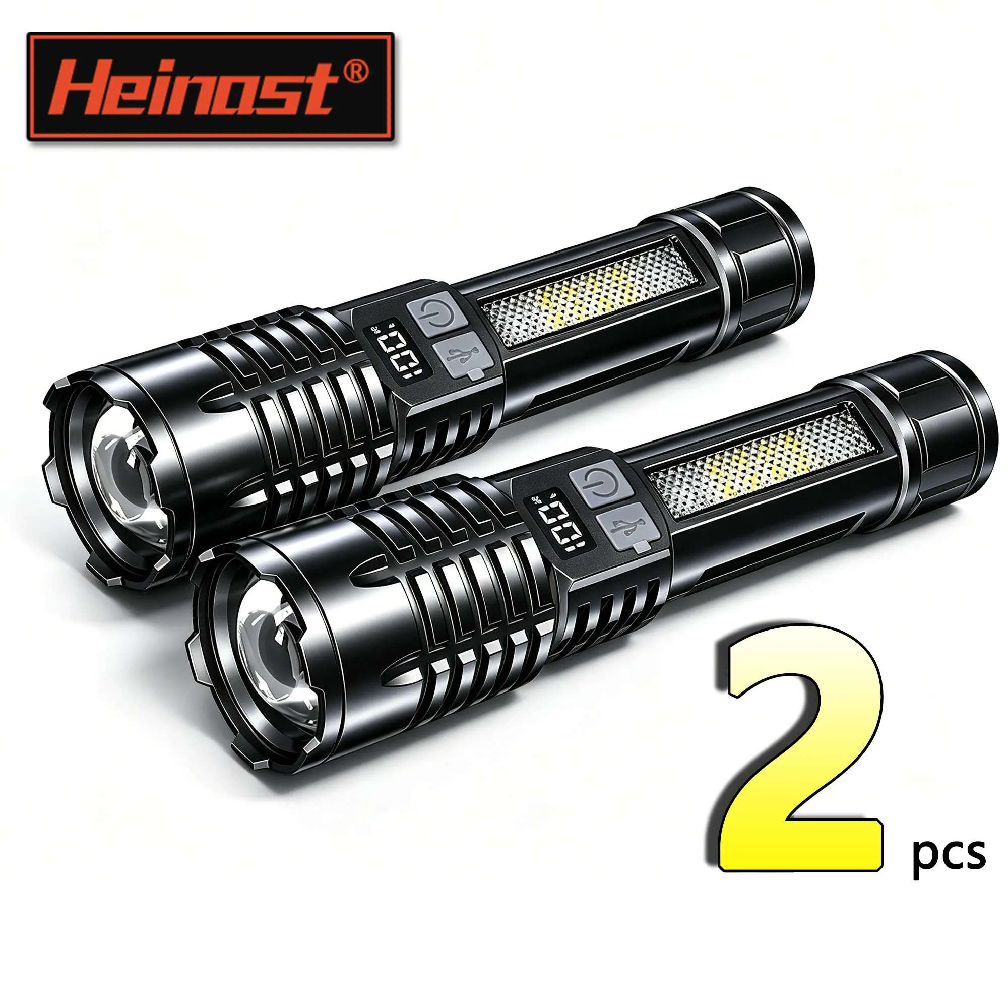 

High Power LED COB Flashlight Powerful TYPE-C Rechargeable Flashlight With Side Light Torch Waterproof For Outdoor Camping