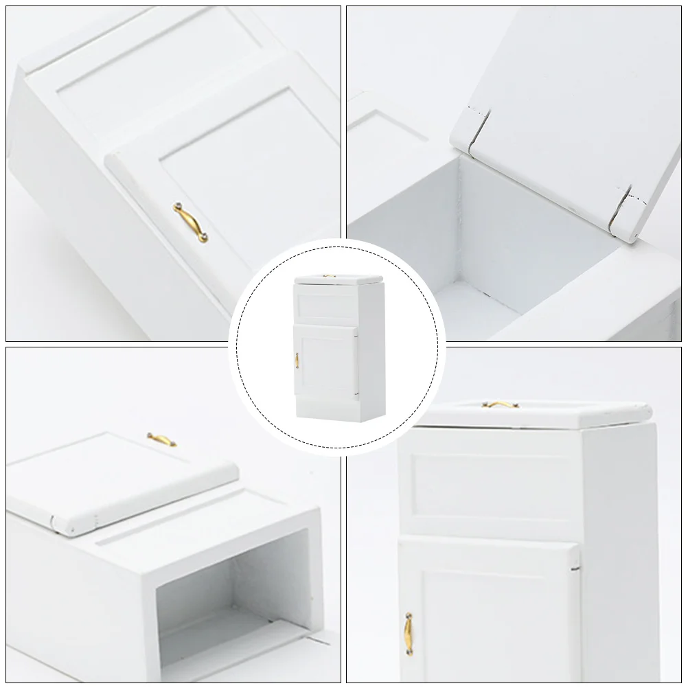 Refrigerator House Decoration Mini Model Accessory Wooden Fridge DIY Modeling Toy Simulation White Accessories