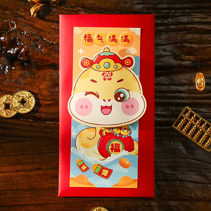 2/4/6Pcs Chinese Snake Year Red Envelopes Creative Spring Festival Red Packet Traditional New Year Lucky Money Pockets Gifts
