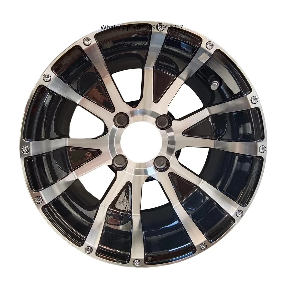 Aluminium Bright Black Cart Wheels NBR12-20 (12x7 - 4 - 101.6-72 - negative 25)