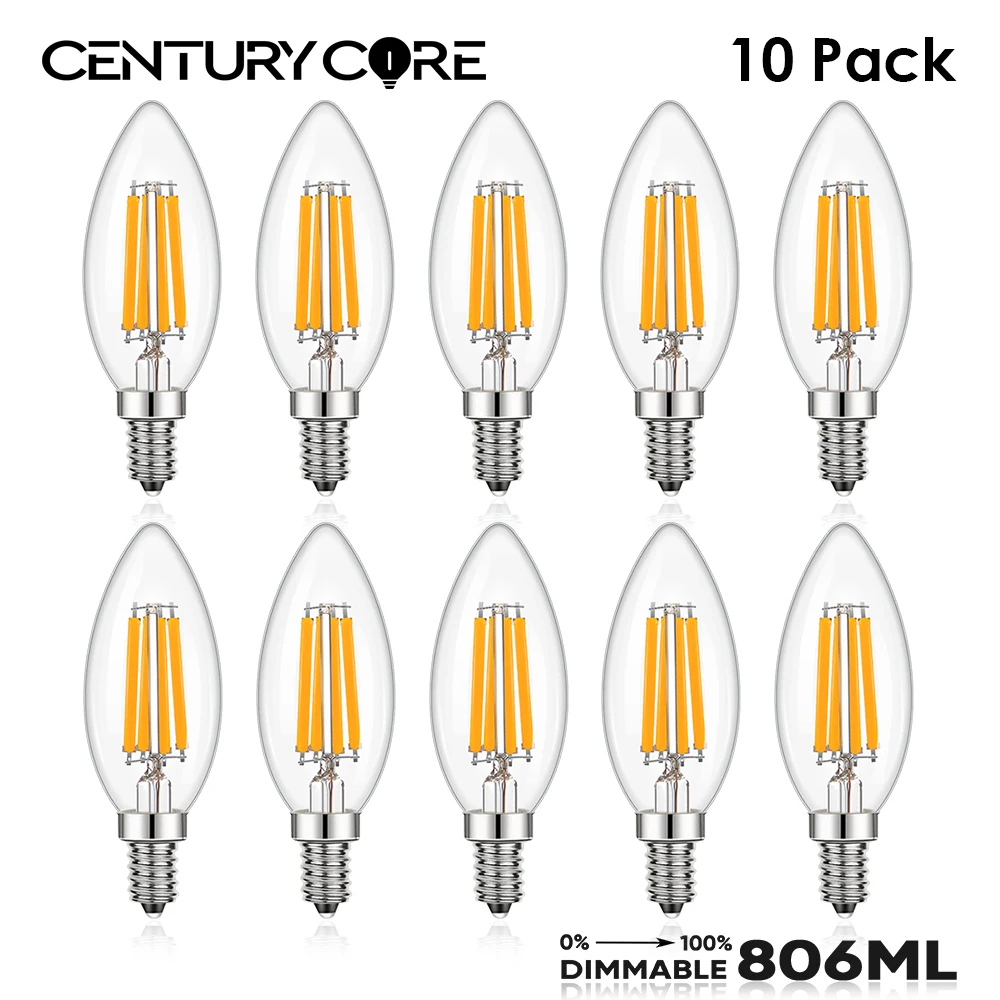 806High lumen Candle C35 Led Light Bulb 220V Vintage 6.5W  E14 Dimming Filament Lamp Pendant Chandelier  Decorative Edison Bulbs