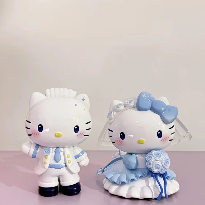 2 unids/set romántico boda novia Hello Kitty novio Dear Daniel figura de acción muñeca juguetes decoración coleccionable regalo de boda
