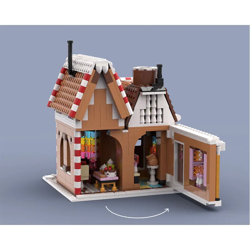 Moc bloco de construção vista rua casa de gengibre de natal – vila de inverno modelo de construção alternativa brinquedos de tijolo presentes criativos