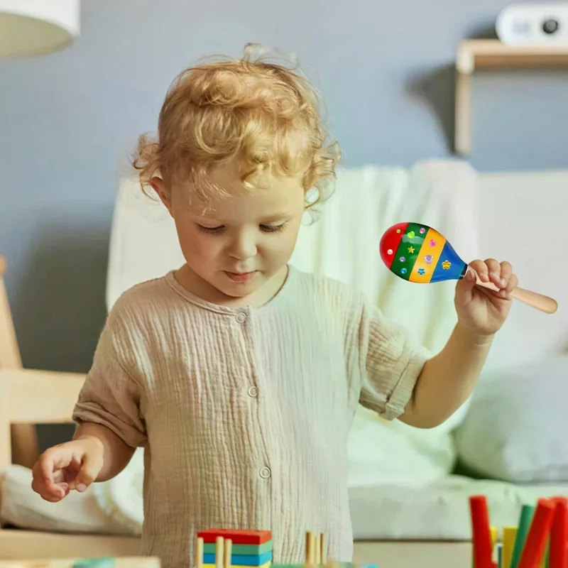 Maracas in legno da 30 pezzi per bambini, set fai da te con 24 penne colorate, strumenti musicali Maracas per Cinco De Mayo Fiesta messicana