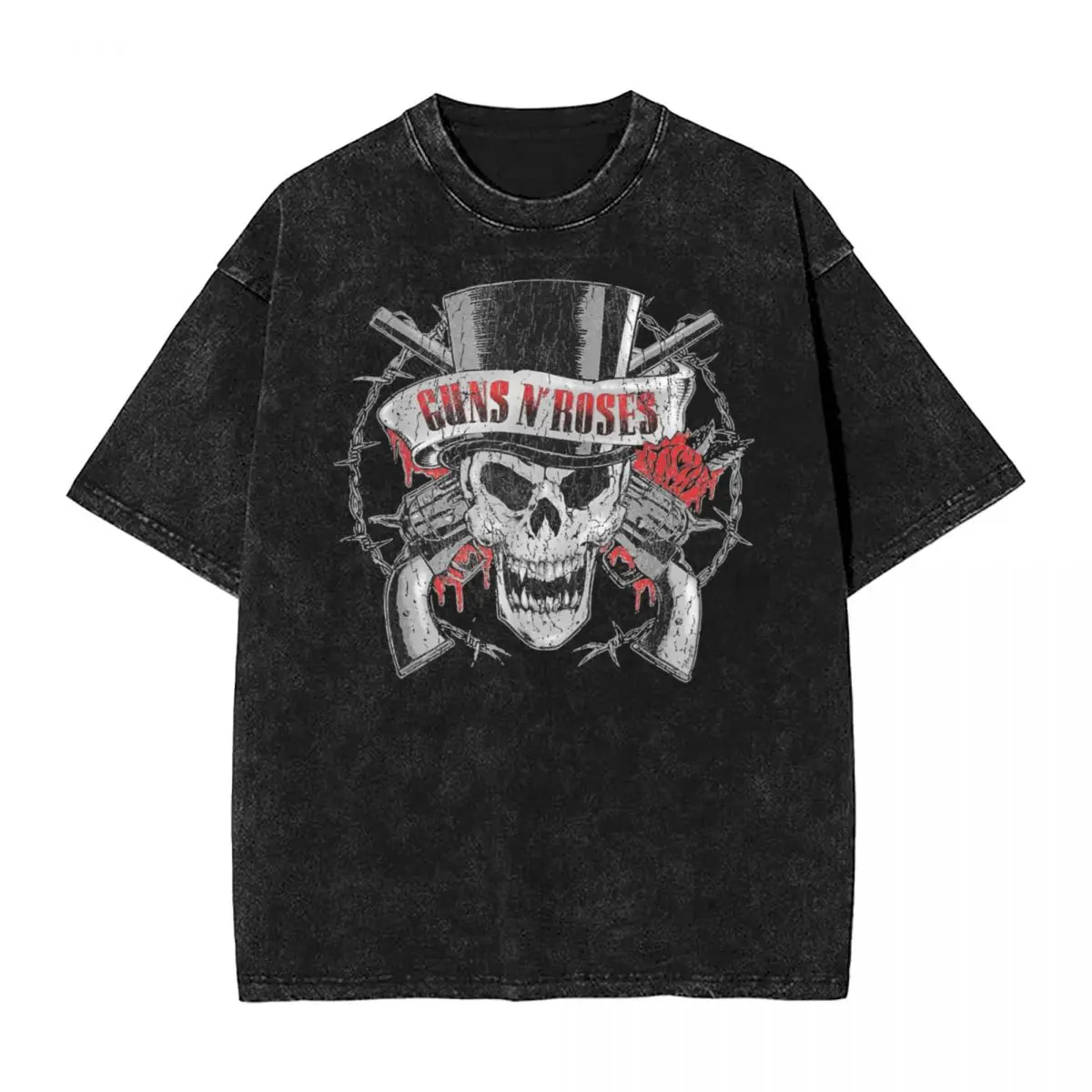 Футболка Мужская/женская с принтом Guns N Roses Hat Skull