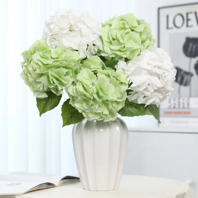 

Искусственная ветка гортензии, высокое качество, настоящие сенсорные искусственные цветы, синие большие гортензии, имитация цветка, украшение для торгового центра