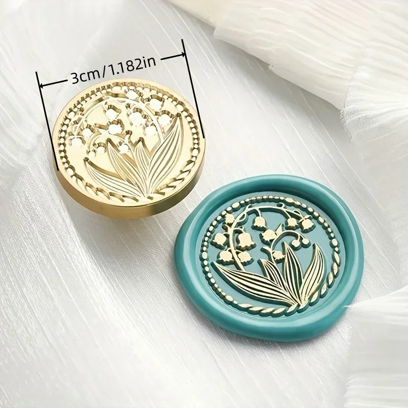 1 Fire Paint Seal Round Plant Series Copper Seal Head Suitable for Envelope Invitation Seal Wine Decoration Invitation Card Seal