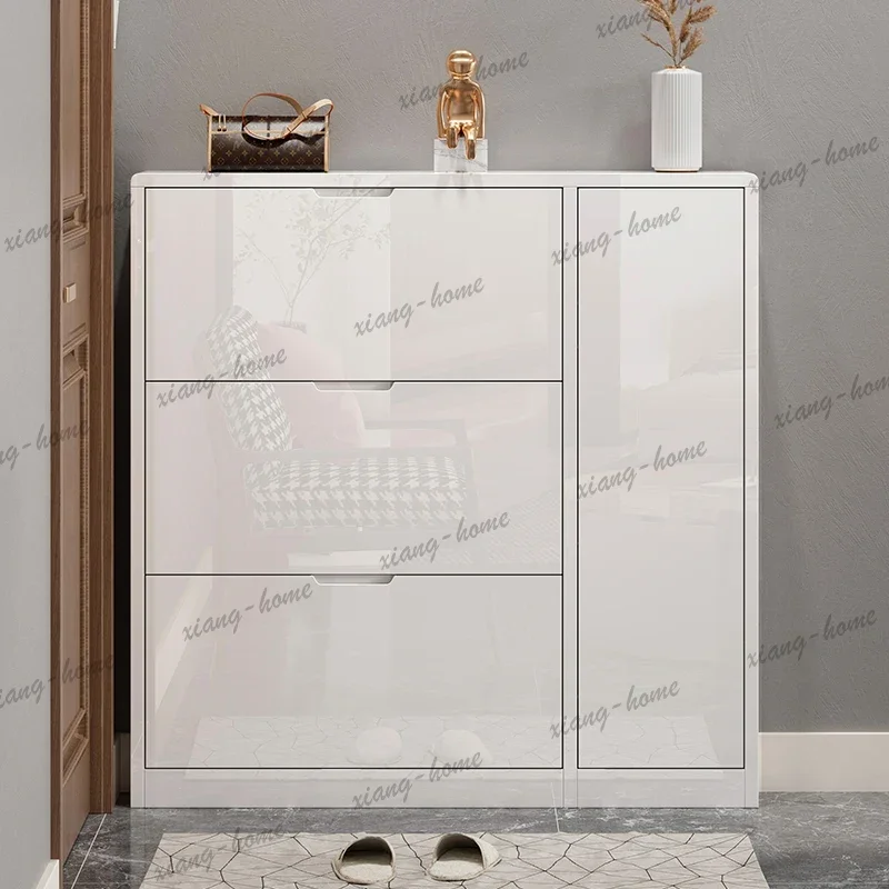 FG Vertical Assembled Shoe Racks Cabinet White Drawer Wooden Ultra Thin Shoe Cabinet Living Room Luxury Meuble Chaussures Furnit