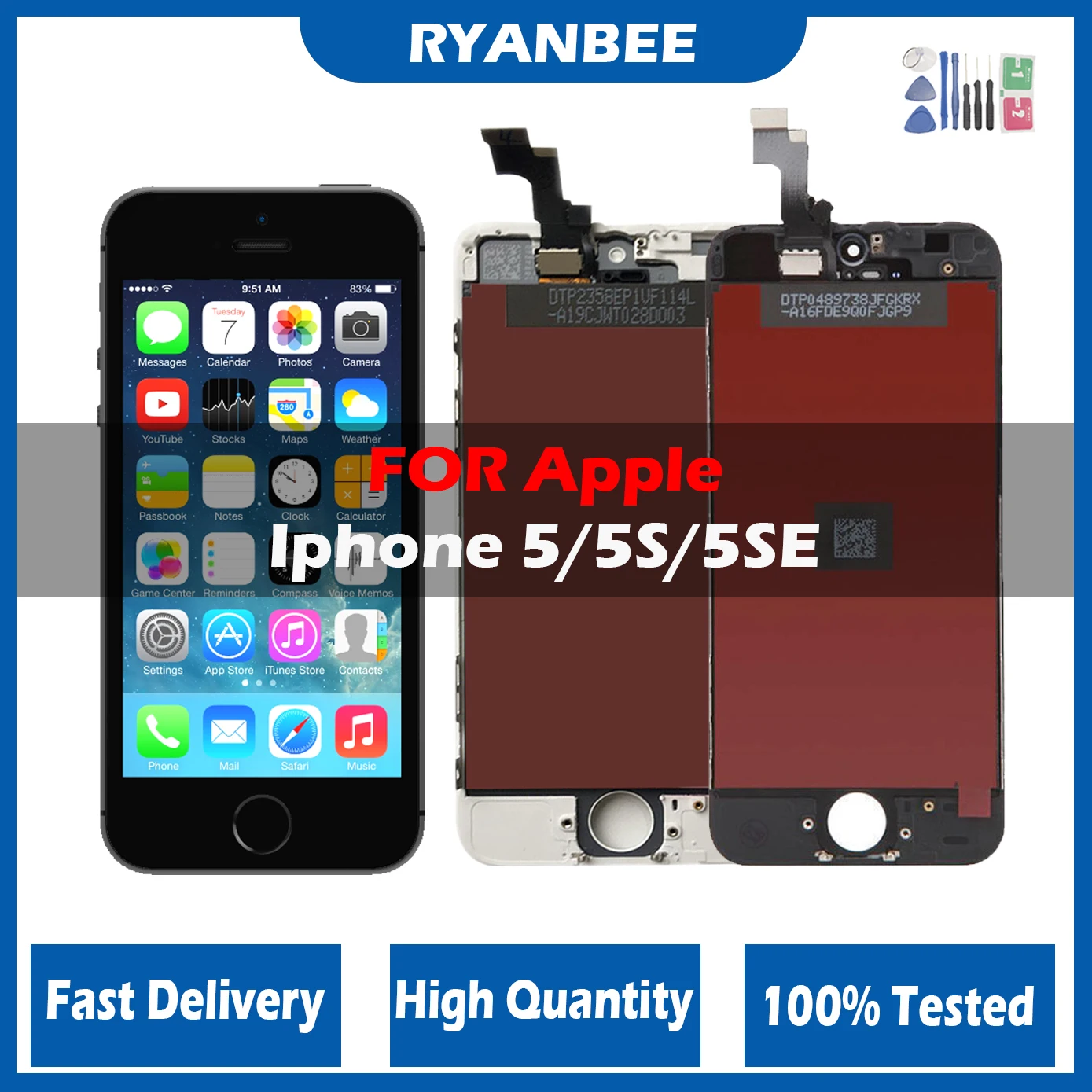 100% Getest Aaa + + + Lcd Display Voor Iphone 5 5C 5S Touch Screen Vervanging Voor Iphone Se 2016 Se 2020 Geen Dode Pixel Met Gereedschap