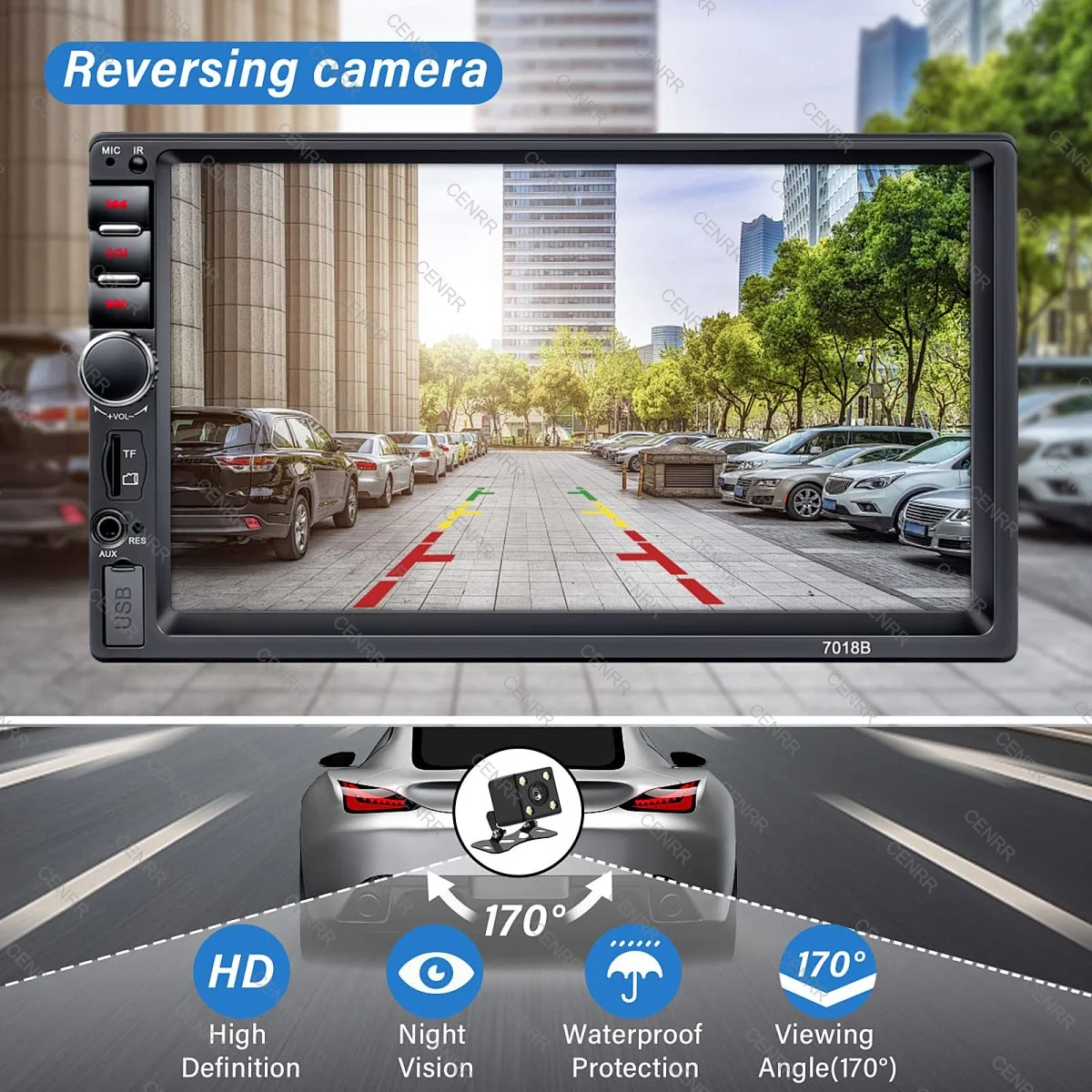 Cámara de visión trasera de coche 1080P Full HD CVBS AHD cámara trasera de marcha atrás con 170 °   Cámara lectora de lentes ojo de pez con visión nocturna gran angular