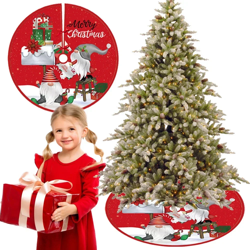 

90cm Christmas Tree Skirt creative elk Santa Claus exquisite printing tree bottom Decoration Christmas product decoration