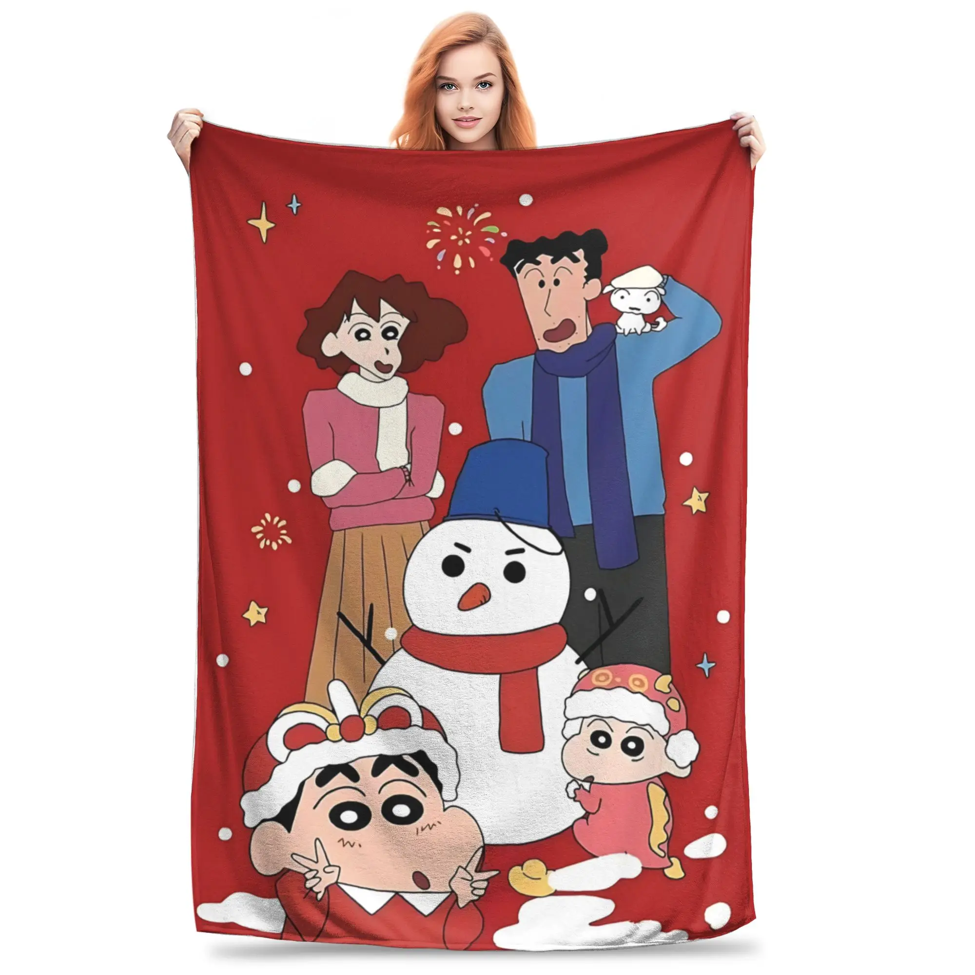 1PC home Cutecore Crayon S Shin chan  Blanket Super Cosy Plush Home Living Room Sofa halloween