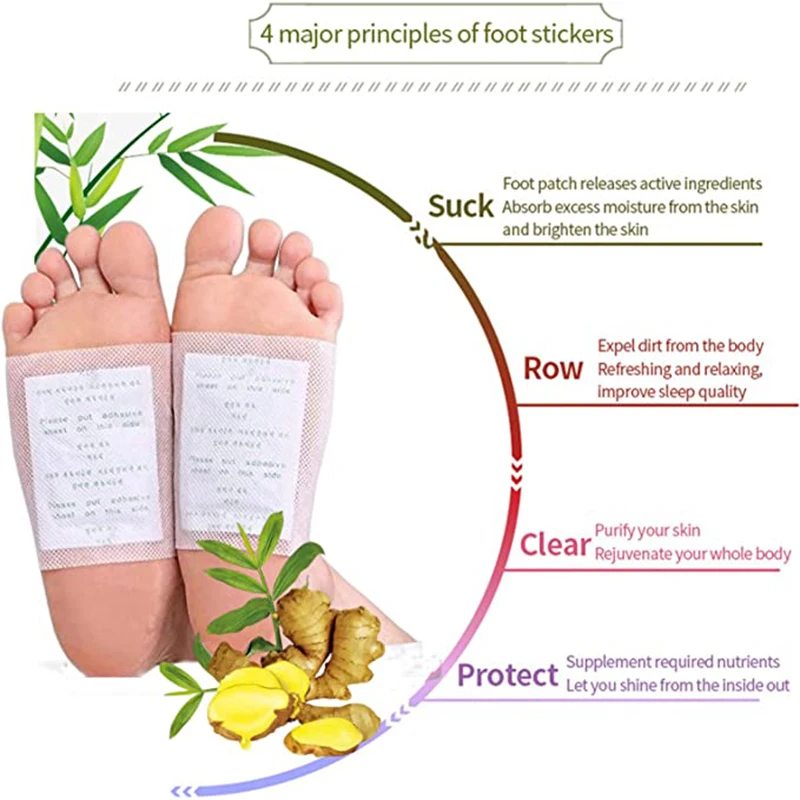 10pc Detox Foot Patch Anti-Swelling Ginger Feet Patch Natural Herbal Toxin Cleansing Adhesive Detox Improve Sleep Foot Care Tool