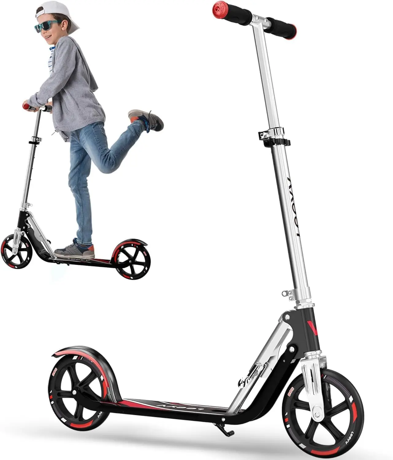 

Adjustable Foldable Scooter for Kids & Adults, Lightweight 2-Wheel with Big Wheels, Max Load 240 LBS