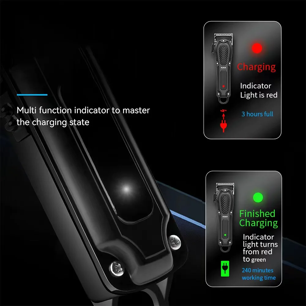 Kemei KM-1071 Elektrischer Haarschneider, USB-Aufladbar, Kabelloser Barttrimmer für Männer, Leistungsstarkes Elektrisches Haarschneidegerät – Detail 3