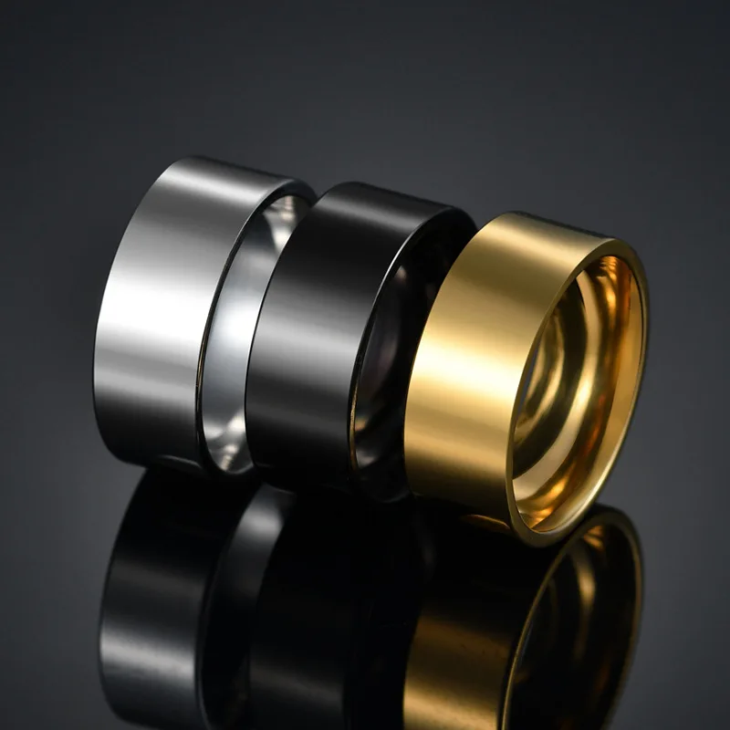

Trendy 8mm Smooth Customized Stainless Steel Personalized Ring for Women Men Custom Engrave Name Logo Lover Couple Jewelry Gifts