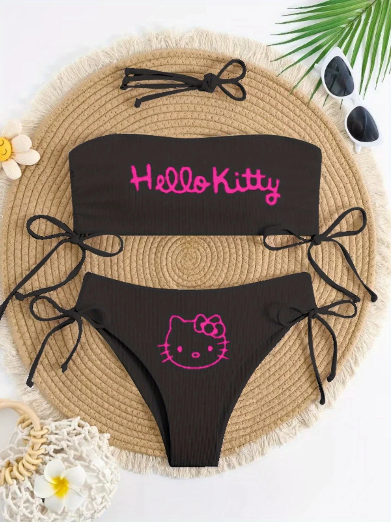 

Хит продаж: Купальник-бикини с принтом Hello Kitty, стильный комплект из двух частей с завязками, в стиле Hot Girl
