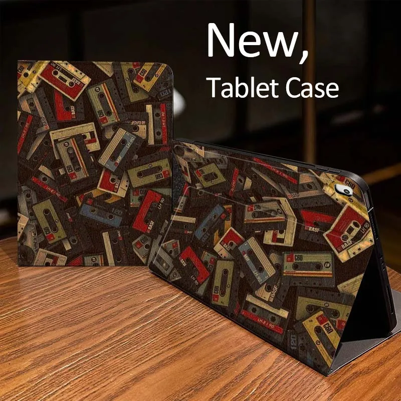 Vintage Pattern Magnetic Tape Case For iPad Pro mini Air 1 2 4 3 5 6 7 8gen 9gen 11 M2 M3 M4 6th 7th 10th 11th Gen 2025 Tablet
