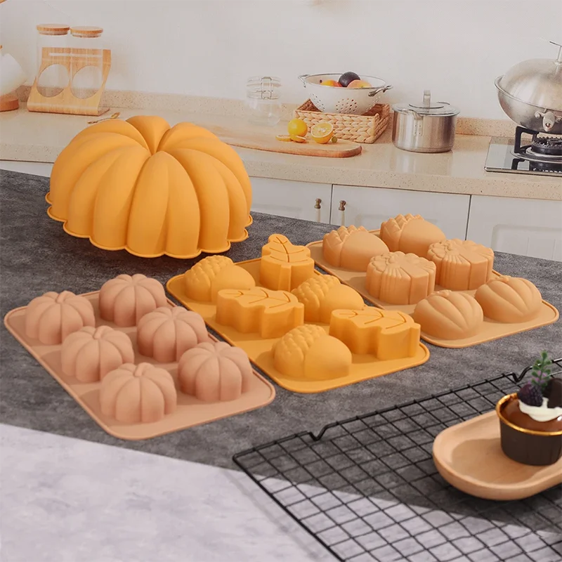 Silicone Baking Mold DIY Pumpkin Nut Leaves Joy of Harvest Fondant Cake Silicone Halloween Art Craft Decorating Tool