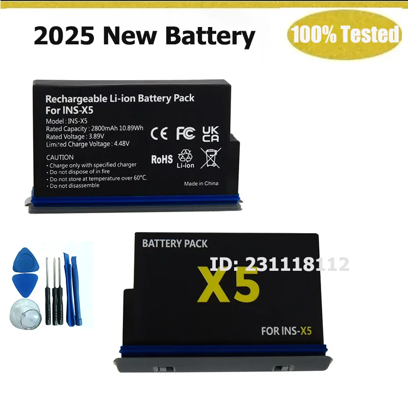 

Аккумулятор полной емкости Insta360 X5 для ONE X5, аксессуары для питания, спортивная камера, 2800 мАч