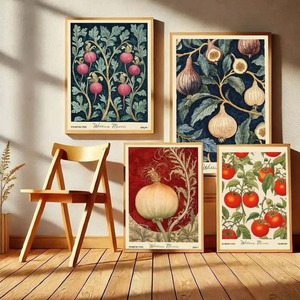 Kitchen Food Fruit Vegetable Potato Lemon William Morris Retro Poster Art With Prints Home Bedroom Living Room Decoration Gift