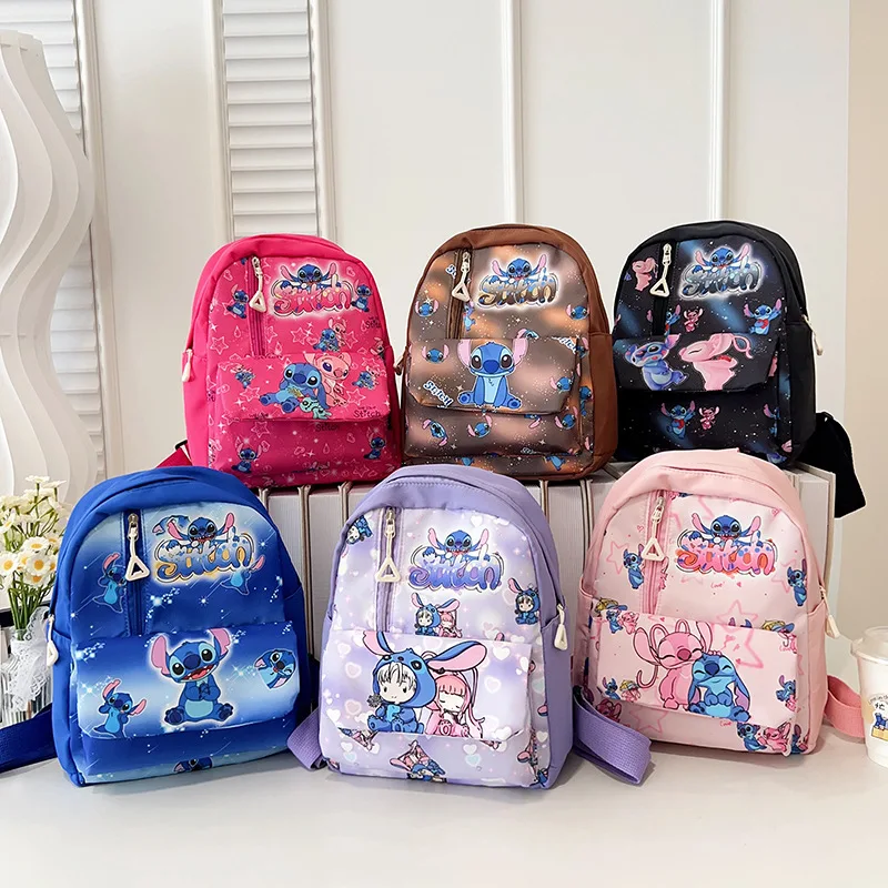Disney Mickey Mouse เด็กใหม่กระเป๋านักเรียนโรงเรียนอนุบาลการ์ตูนพิมพ์กระเป๋าเป้สะพายหลังชายหญิงน่ารัก Stitch กระเป๋าเป้สะพายหลังลําลอง