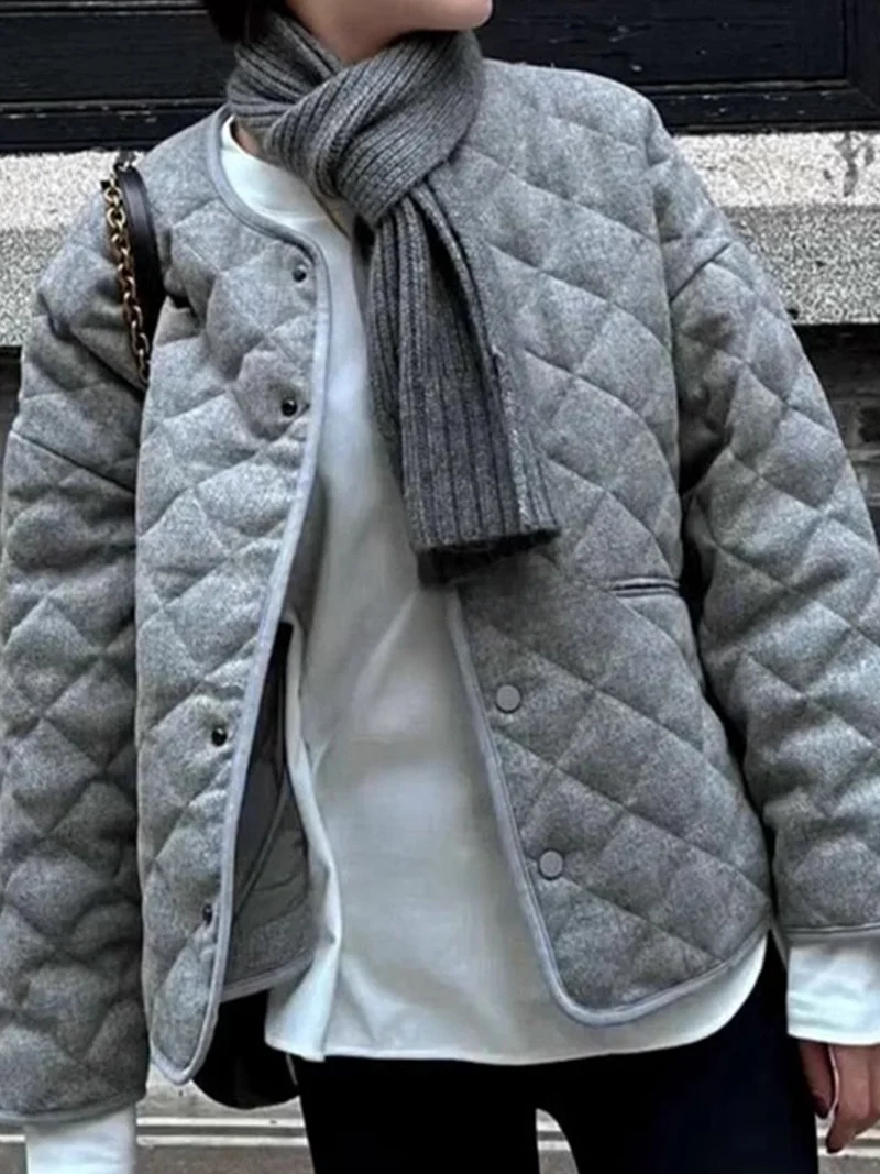 

ROUJE KEFSS ey Small Fraance Sle Jaet Autumn Winter New Sle Quali Cotton Lined Outerwear Ele Aosphere