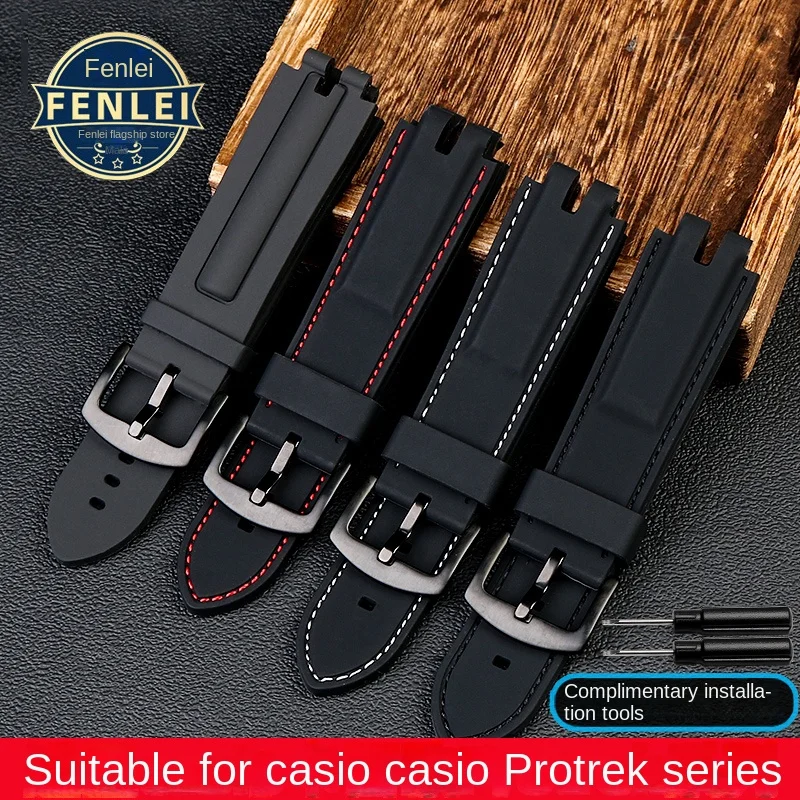 Rubber Silicone Watchband 24×22MM For Casio PROTREK Mountaineering Series PRW-3000\3100\6000\6100Y Soft Watch strap Men Bracelet