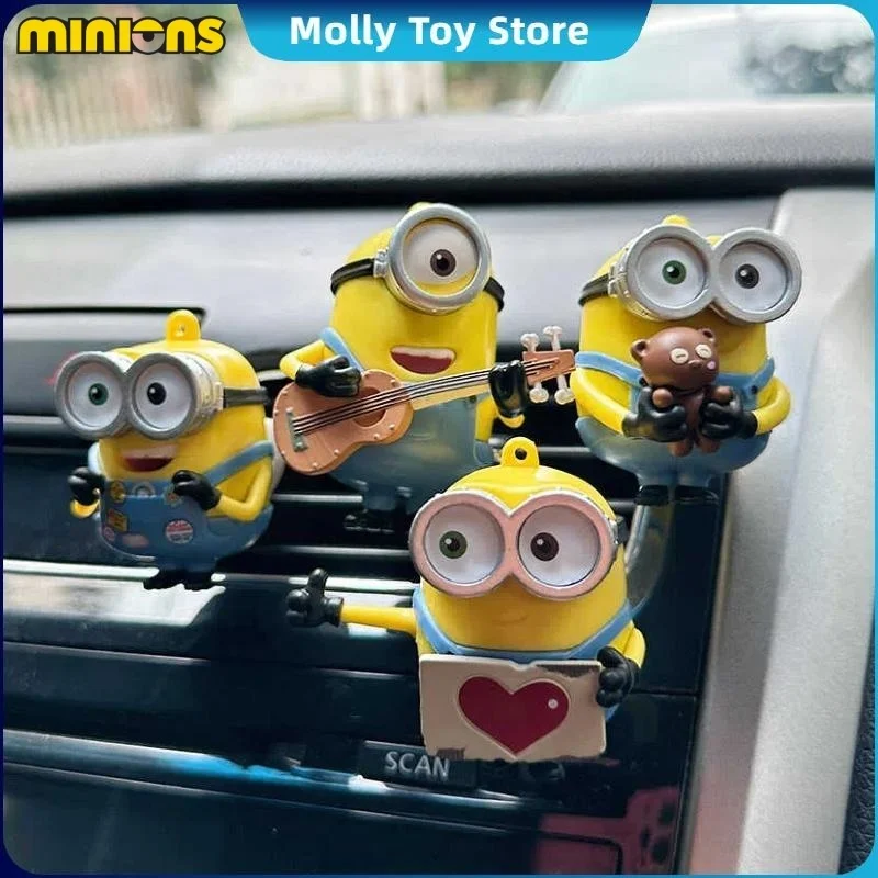 In Stock Minions Series Toy Car Air Freshener Outlet Movable Desktop Model Toy Ornament Collect Decor Festival Birthday Gift