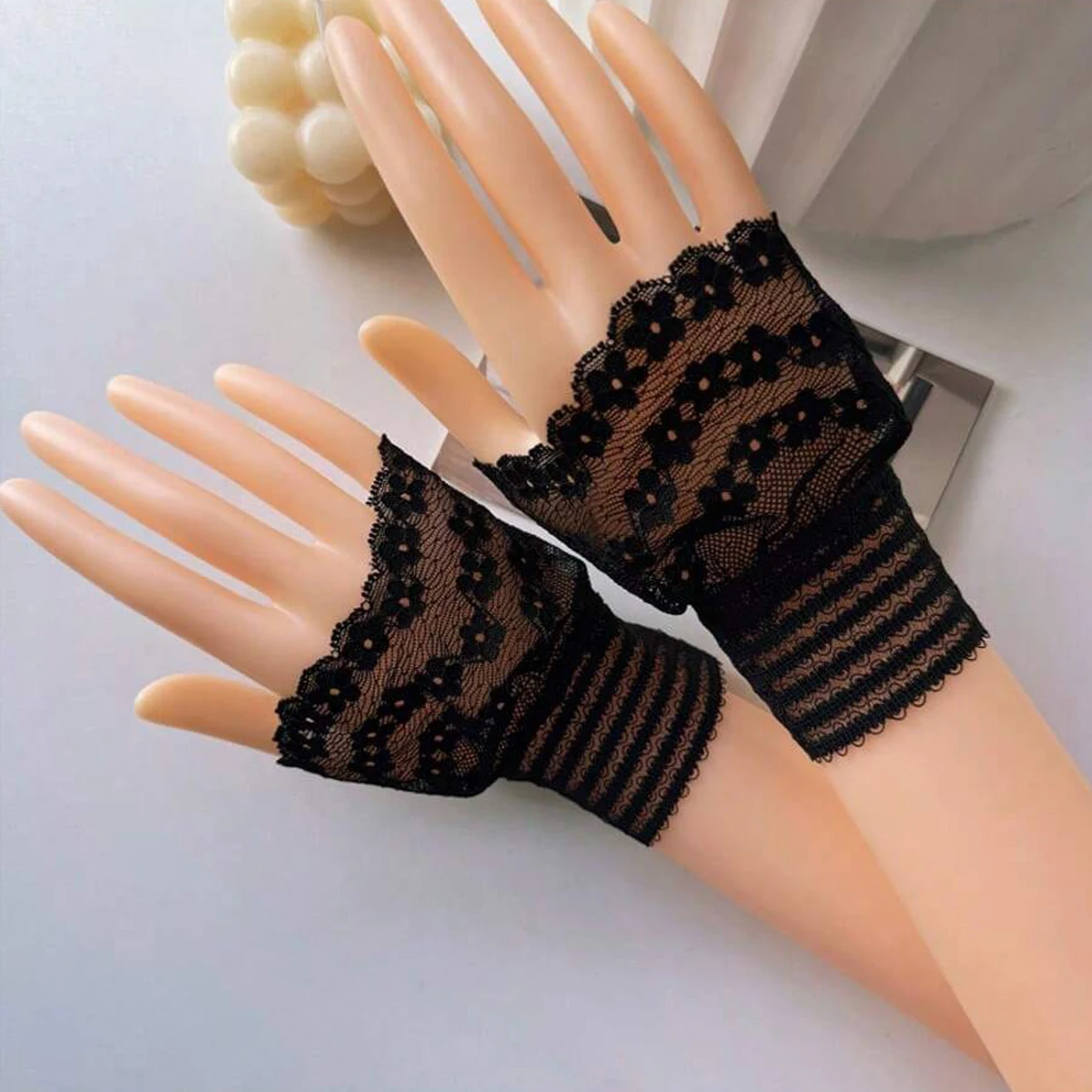 

Женская эластичная накладка на рукава, повседневная кружевная кофта-худи, накладка на рукава с кружевной отделкой, защита для запястий, перчатки без пальцев