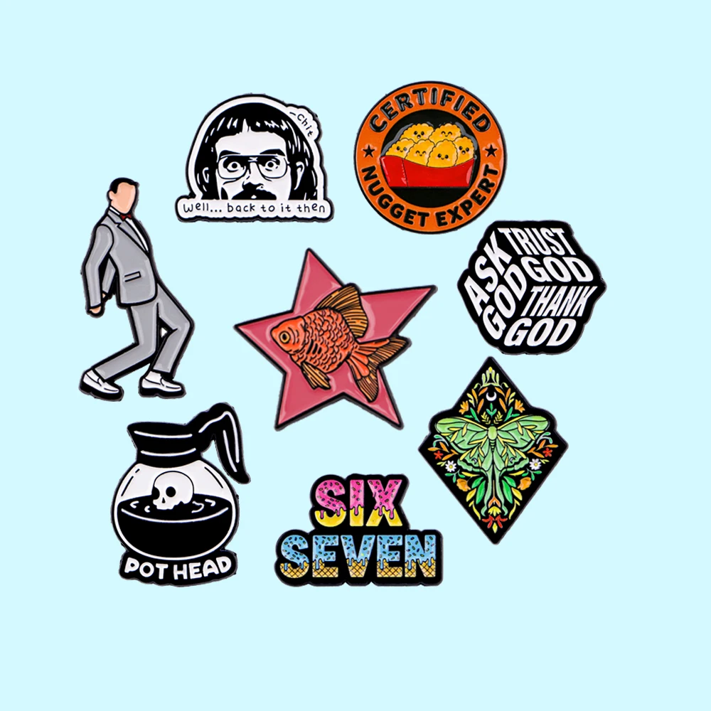Funny Cartoon Characters&Quotations Lapel Pins For Backpacks Brooch For Clothes Enamel Pin DIY Metal Badges Jewelry Accessories