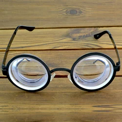 Round Black High Myopic Glasses Myopia Glasses Myodiscs Vision Aid -18D