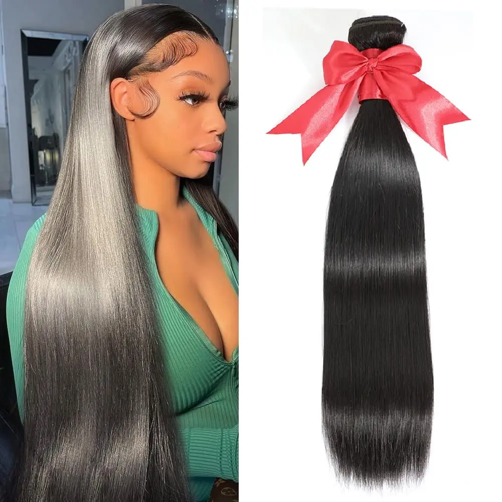 Straight Brazilian Human Hair Bundles, 100% Unprocessed Virgin Brazilian Human Hair Bundles, Natural Black Color Bundles Human H