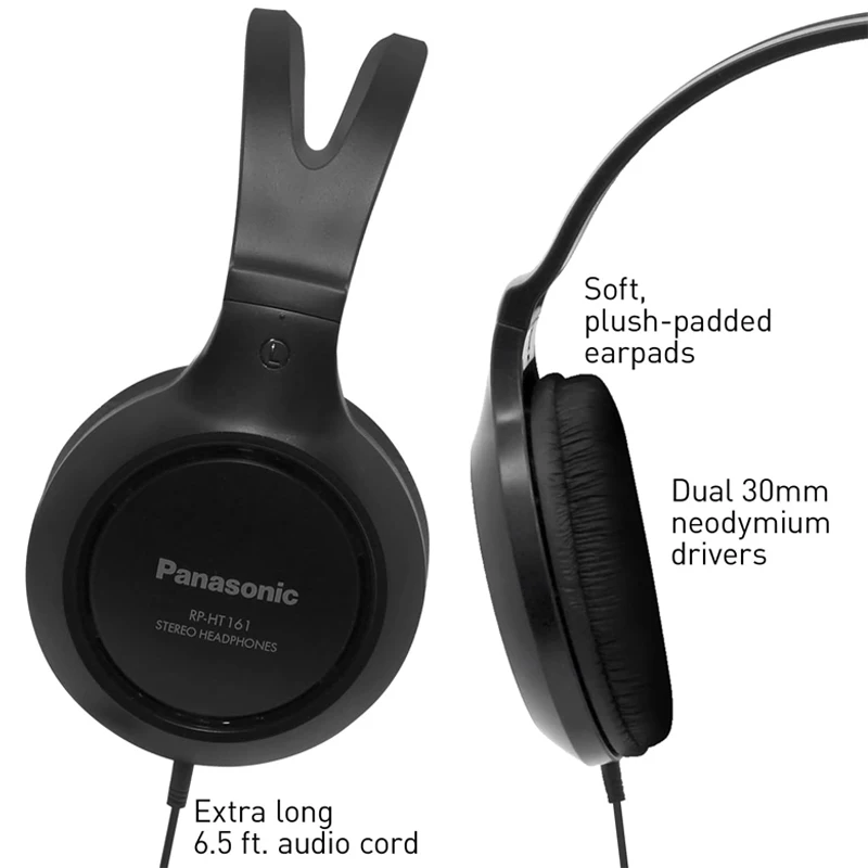 Panasonic Headphones,Over the Ear Wired Headphones with Clear Sound and XBS for Extra Bass, Long Cord, 3.5mm Jack