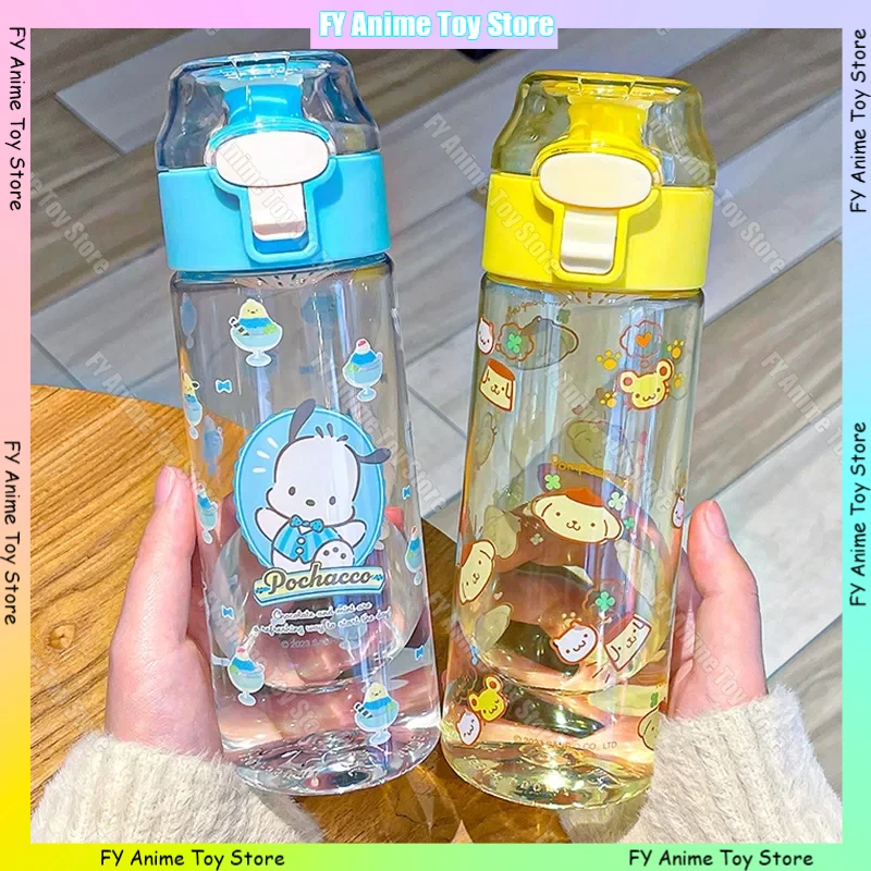 Sanrio 550ml Water Cup High Appearance Level Plastic Convenient Lifting Ring Straight Drink Cup Child Cute Sport Water Bottles