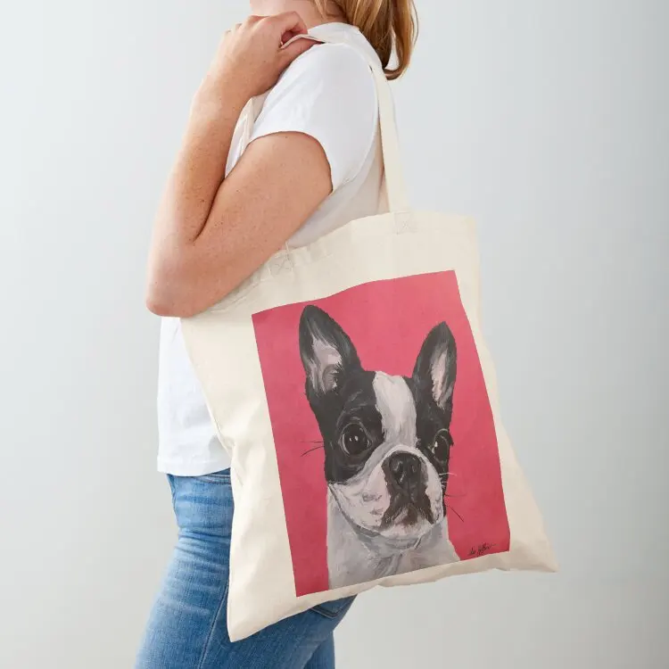 Boston terrier dog Art by Lee H Keller Tote Bag reusable grocery bags shopper bag women canvas great bag