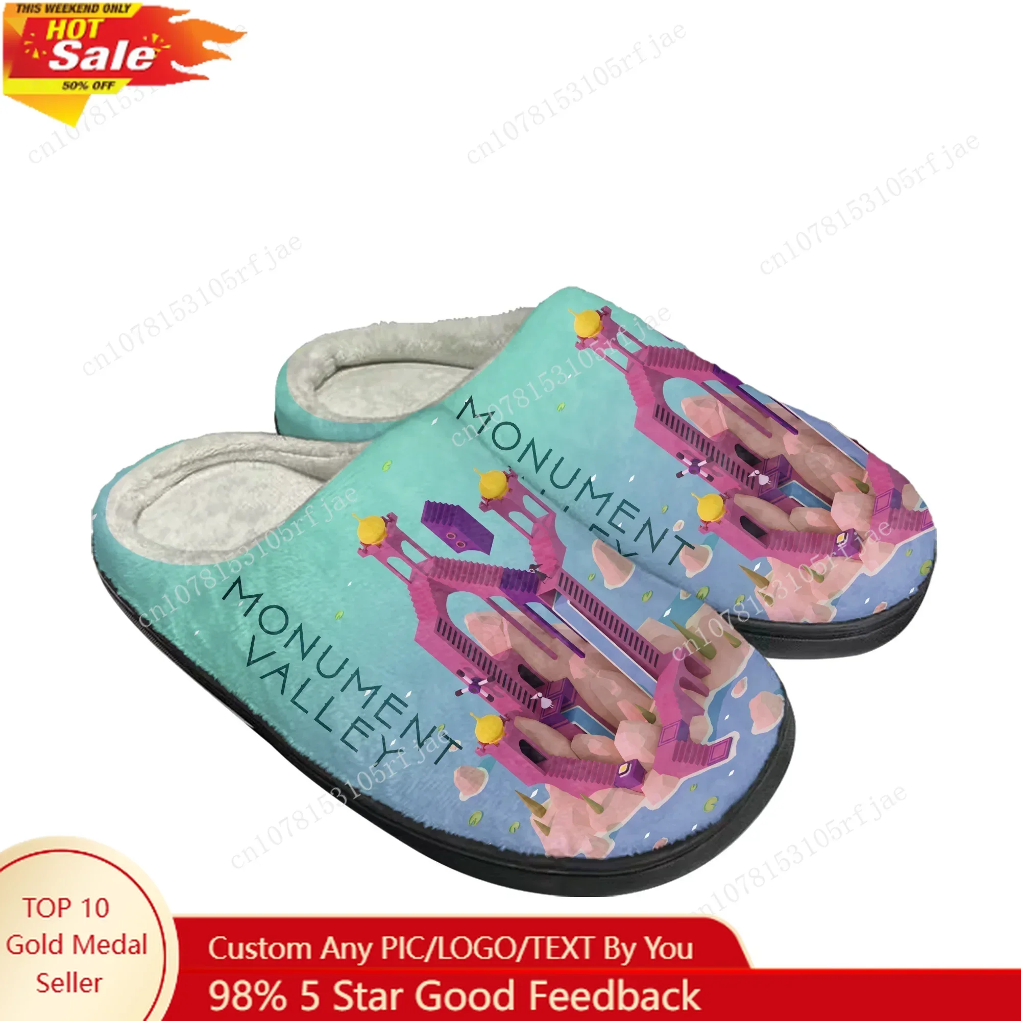 Monument Valley Home Cotton Slippers Hot Cartoon Game Mens Womens Plush Bedroom Casual Keep Warm Shoes Tailor Made Slipper