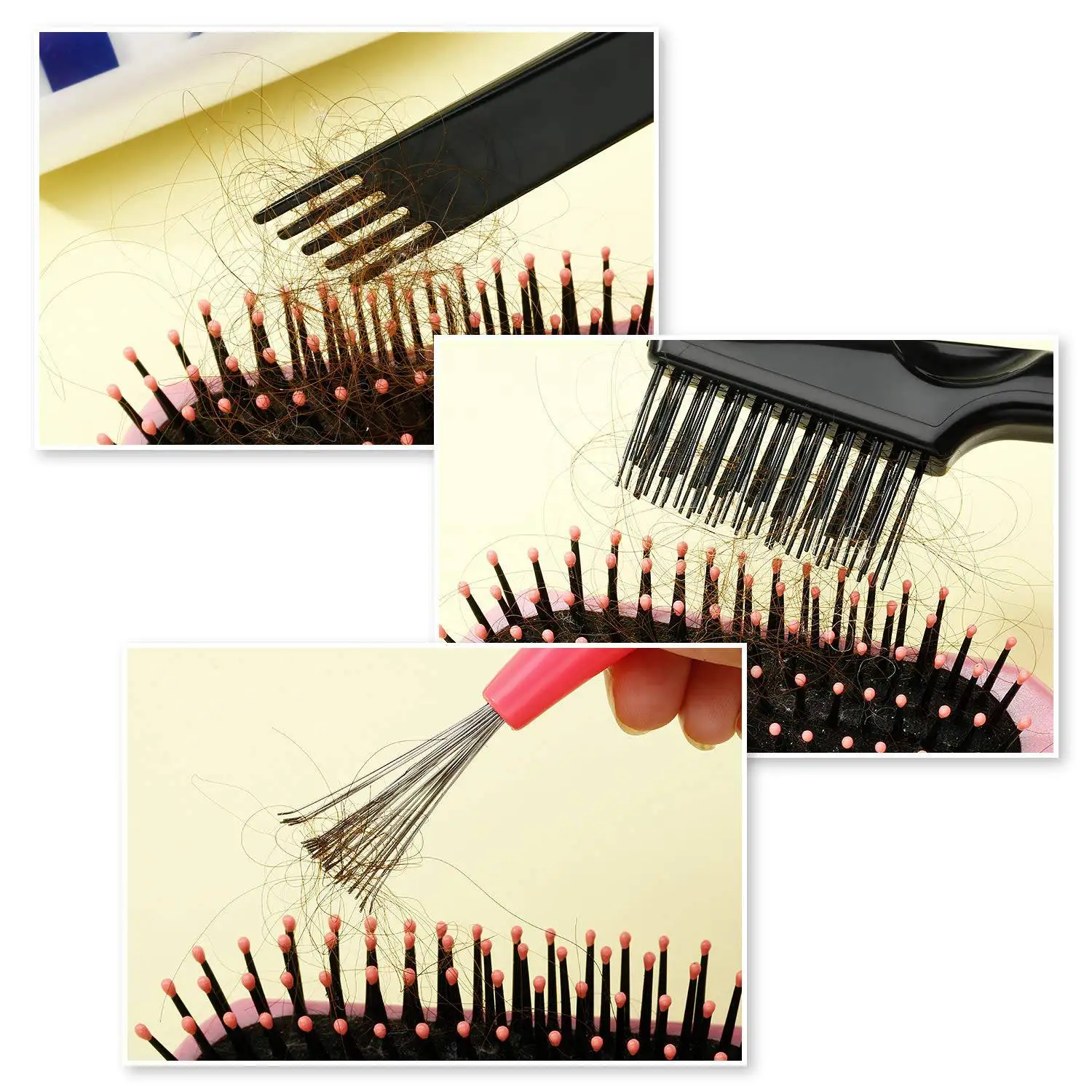 4Pcs Hair Brush Cleaning Tool Comb Cleaning Hairbrush Hair Brush Cleaner Rake for Removing Dirt Home and Salon Use