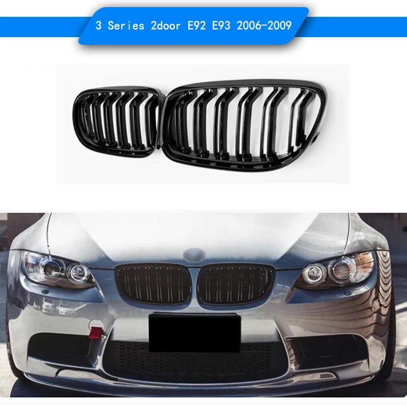 2 Slat style Grill Fit for BMW 3 series 2DOOR E92 E93 2006-2009 Gloosy Black or M Color Front Grill 3 series e92 e93 2006-2009