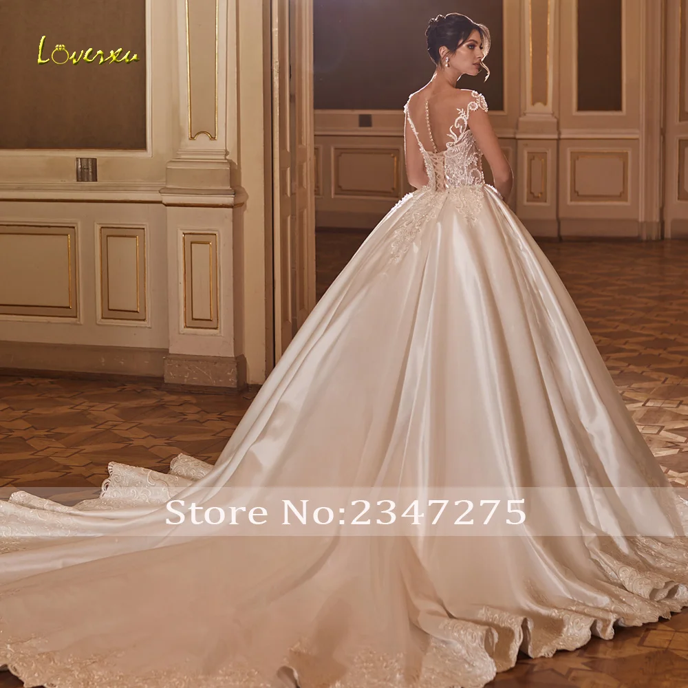 Loverxu Ball Gown Vintage Wedding Dresses Sweetheart Cap Sleeve Vestido De Novia Lace Beaded Satin Custom Made Bridal Gown