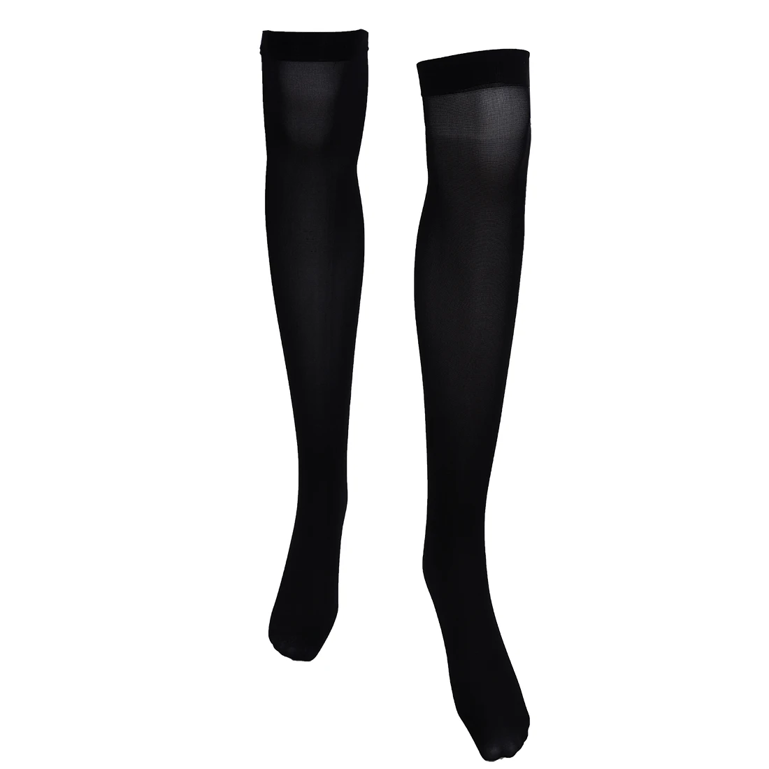 Pair of Black Fashionable Simple Design Solid Color Overknee Stockings For Women