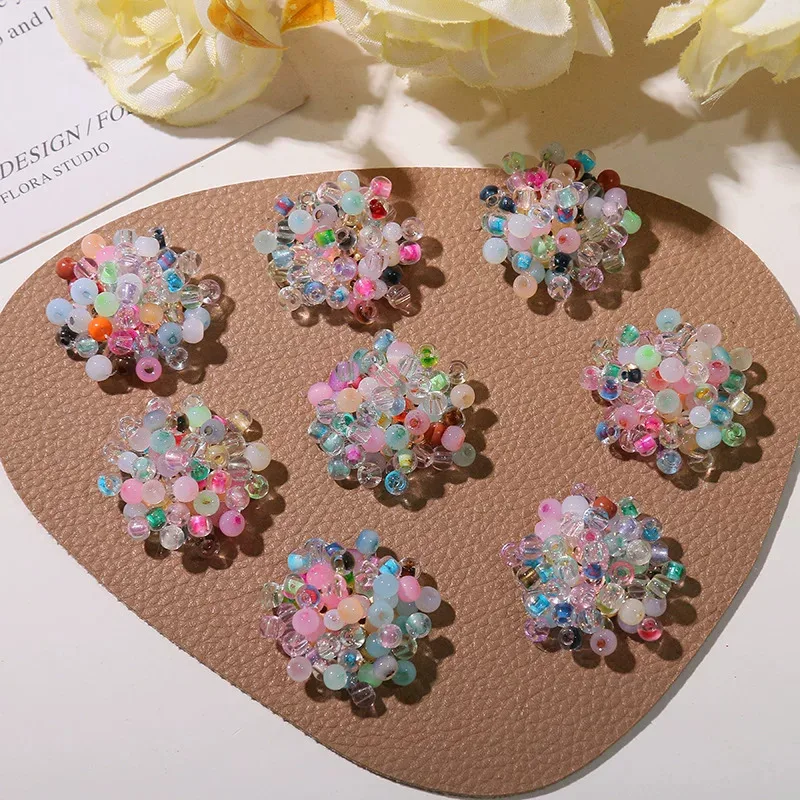 

10pcs Colorful bead flower sew on patch,shoes,bags,hair accessories patches for Clothes