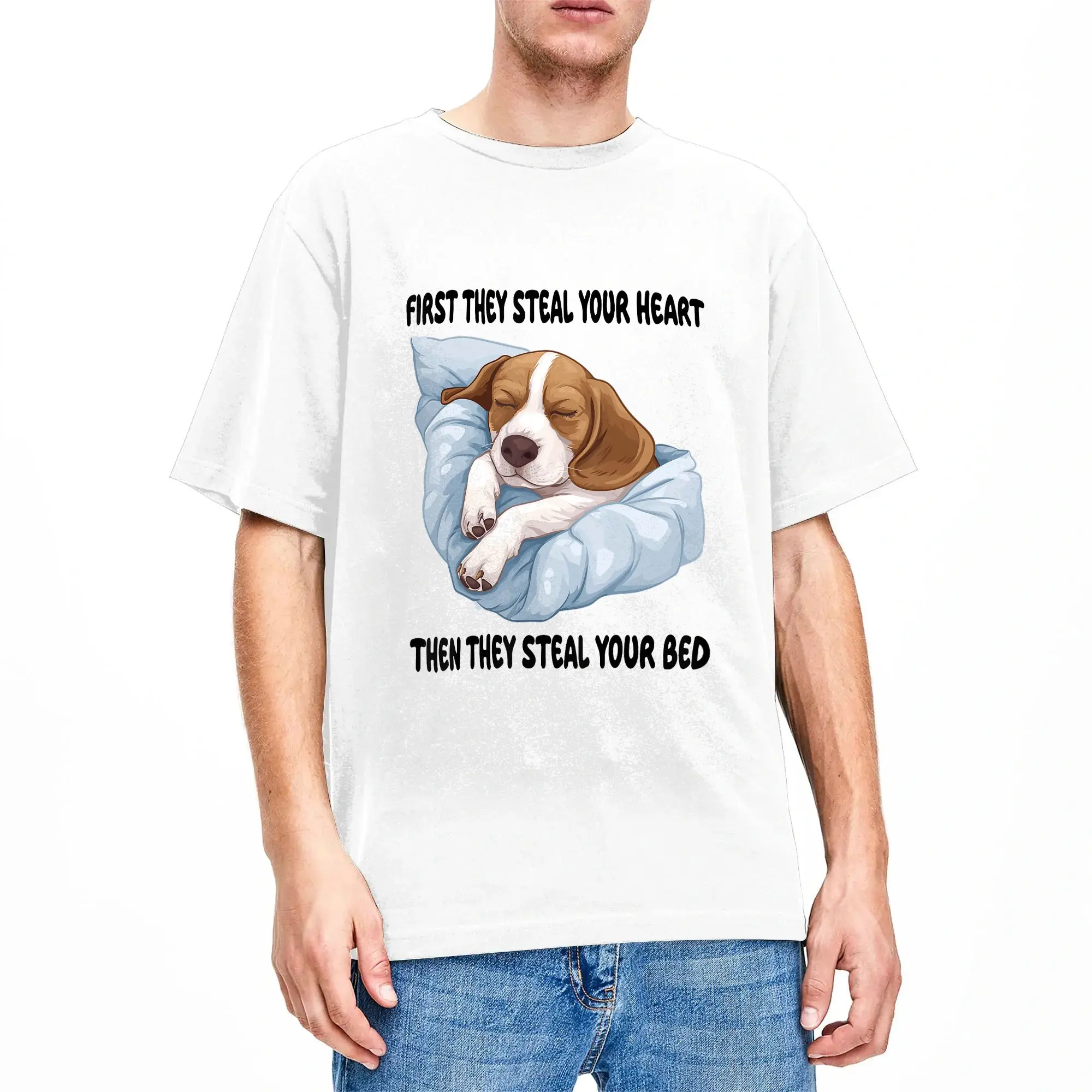 Men's Beagle Sleeping Pajamas Nightgown T Shirts  100% Cotton Clothing Leisure Short Sleeve Round Collar Tees Plus Size T-Shirts