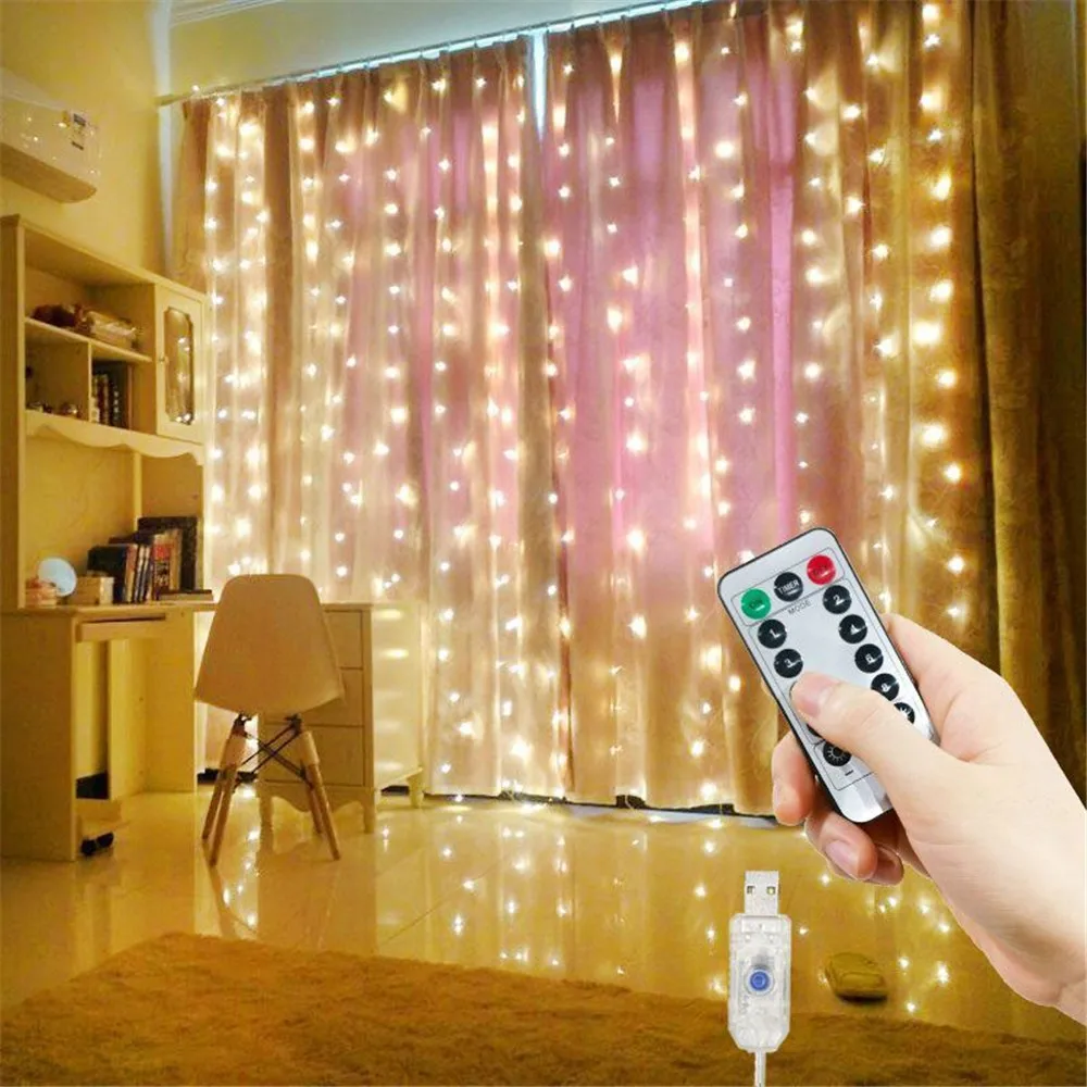 

3M 4M 6M USB Curtain String Light LED 8 Mode Fairy Light Wedding Party Decor Christmas Holiday Light Garland Birthday Decoration